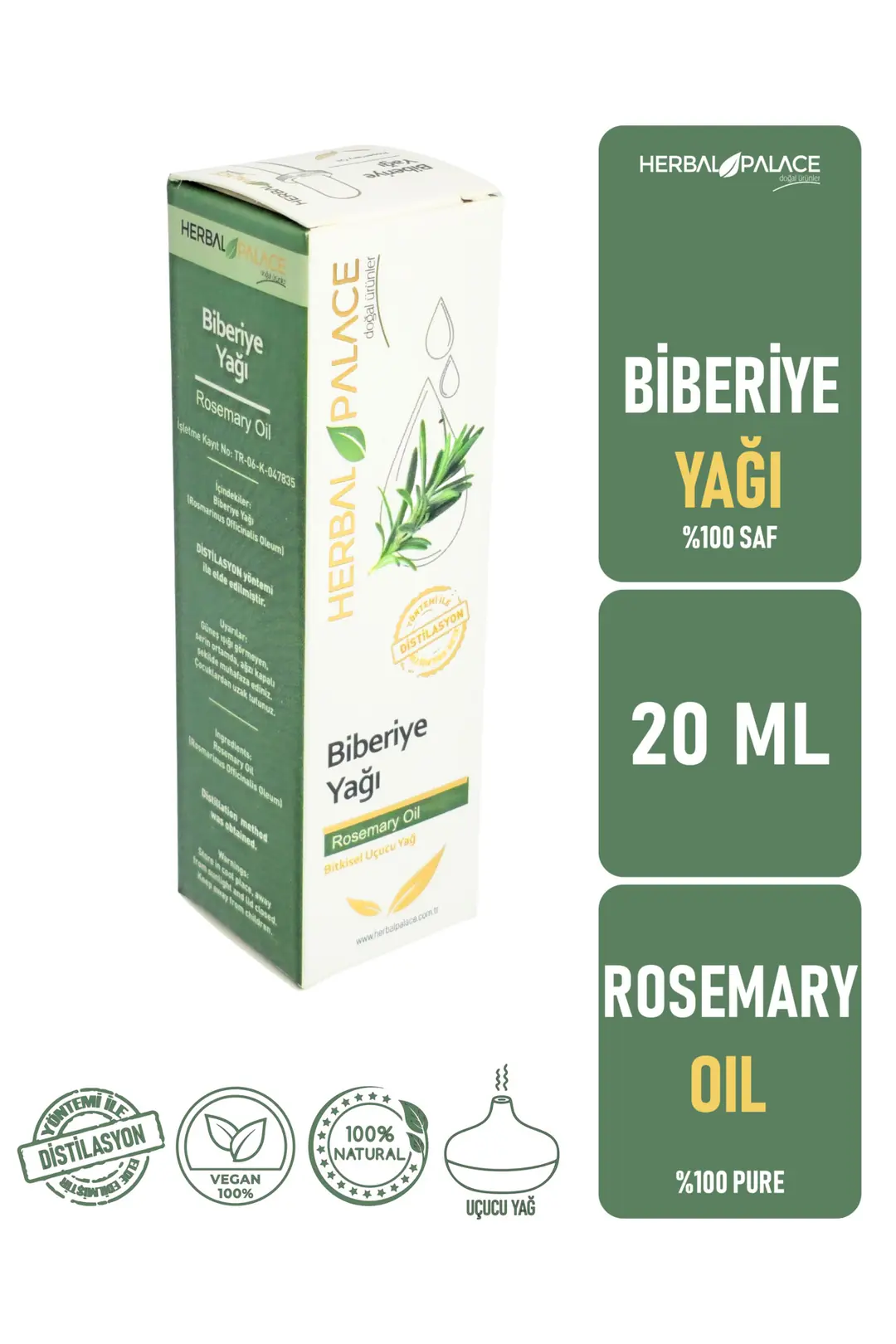 Biberiye Yağı Uçucu 20 ml & %100 Saf ve Doğal (Rosemary Oil)