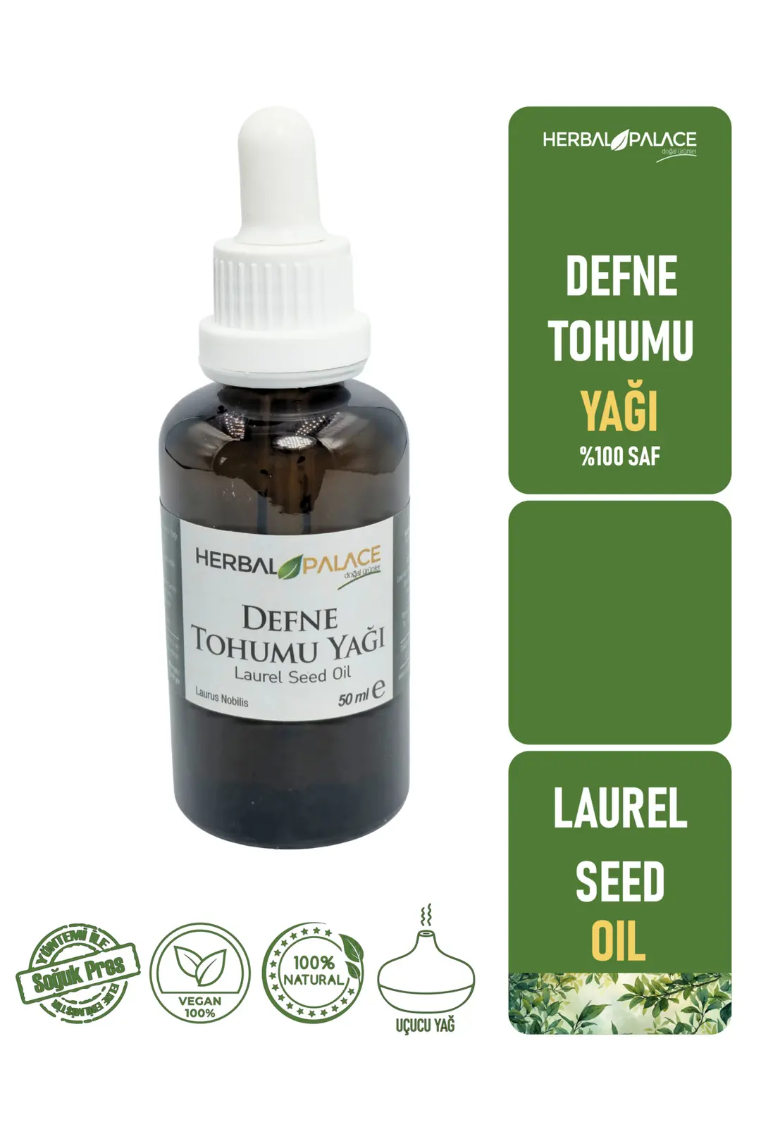 Defne Tohumu Yağı Uçucu 10 ml & %100 Saf ve Doğal (Laurel Seed Oil)