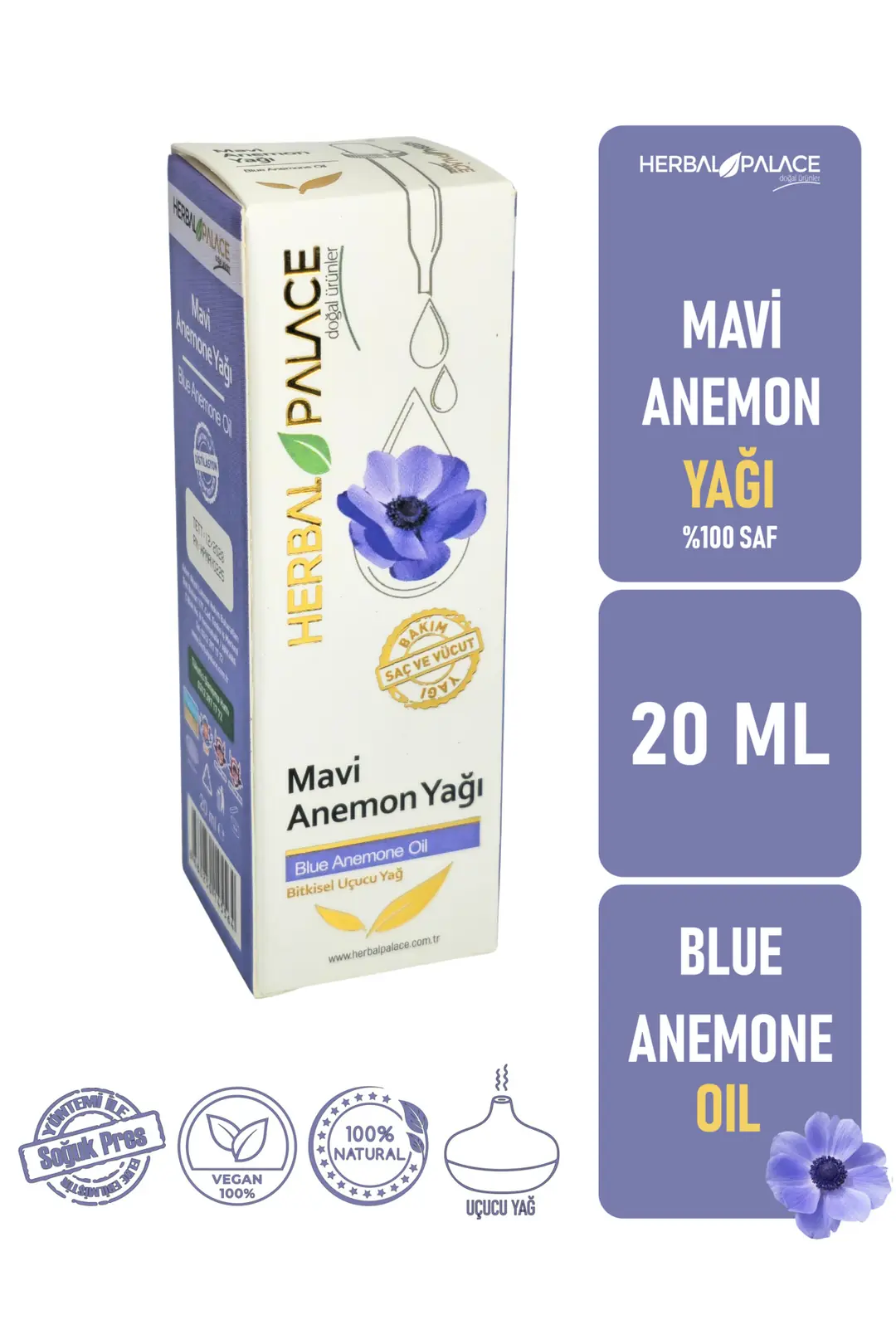 Mavi Anemon Yağı Uçucu %100 Saf ve Doğal (Blue Anemone Oil) 20 ml