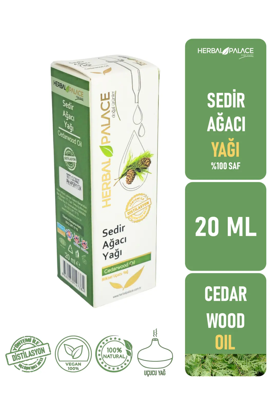 Sedir Ağacı Yağı Uçucu 20 ml & %100 Saf ve Doğal (Cedarwood Oil)
